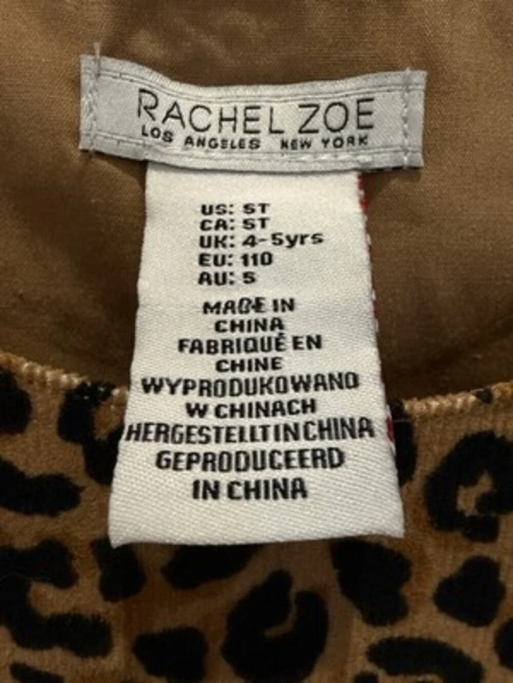 Rachel Zoe Girls Animal Print Leopard Corduroy Jacket and Dress Set Size 5T NWT